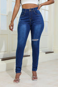 High Waisted Skinny Ripped Jeans Lavish Daily