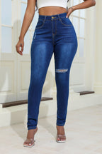 High Waisted Skinny Ripped Jeans Lavish Daily