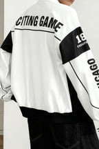 Letter Print Zip Up Moto Jacket Lavish Daily