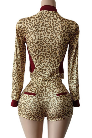 Leopard Print Long Sleeve Stretch Set Lavish Daily