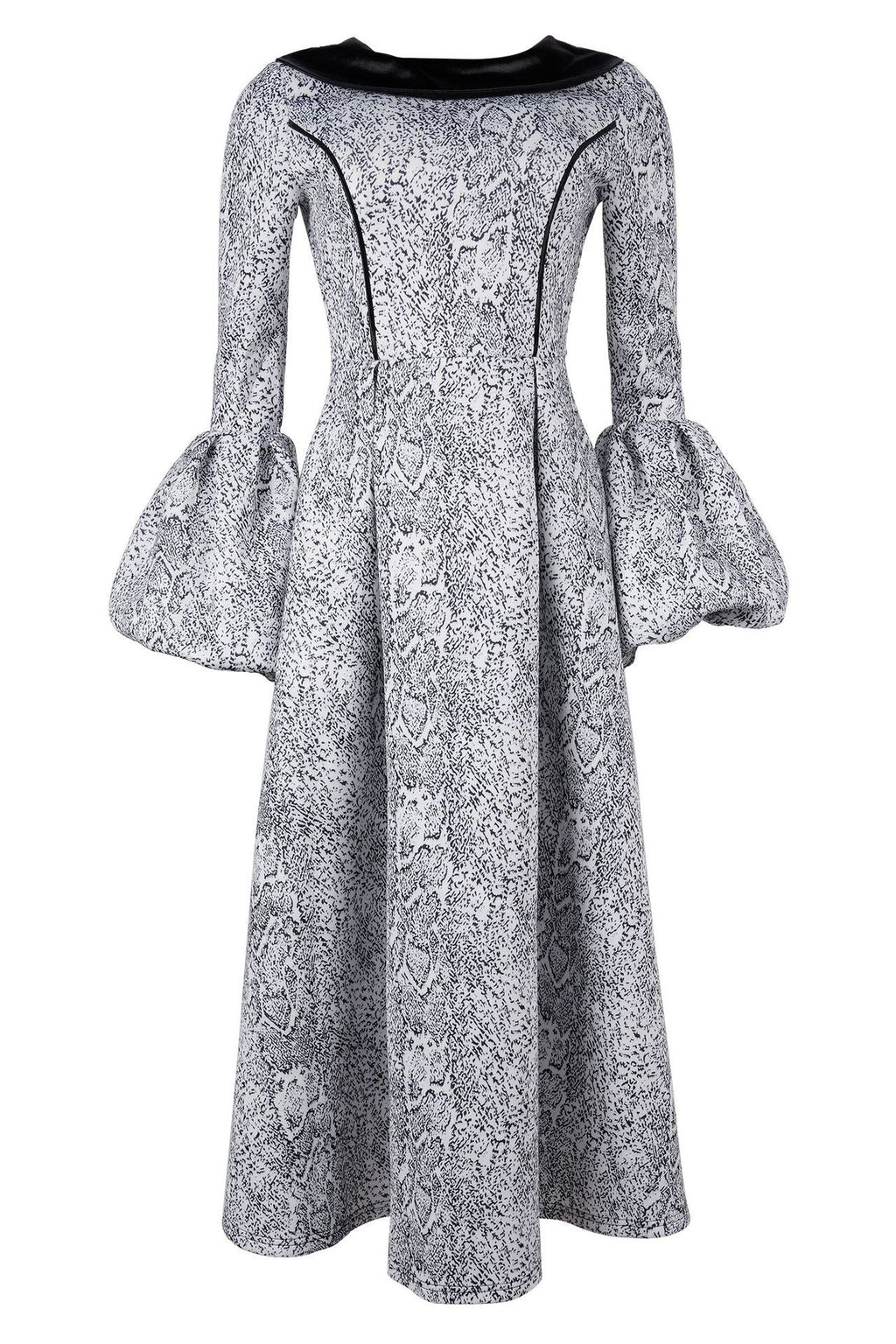 Printed Puff-Sleeve Midi Dress Lavish Daily