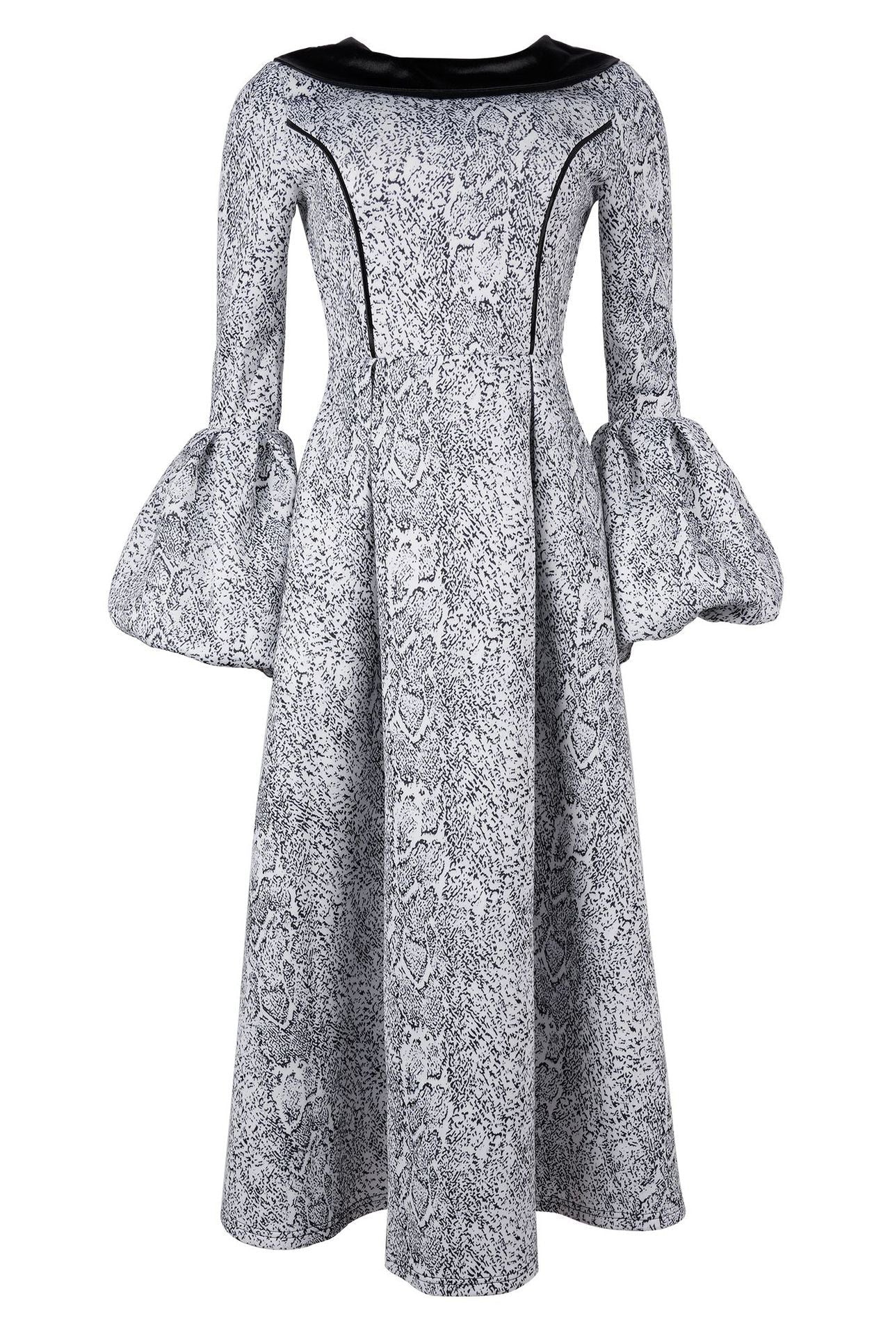 Printed Puff-Sleeve Midi Dress Lavish Daily