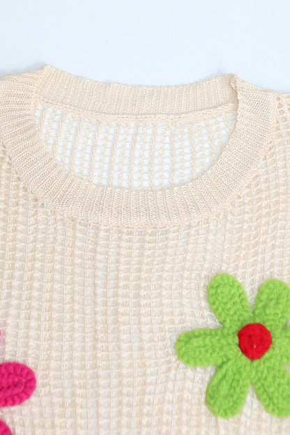 Crochet Flower Hollow-out Sweater T Shirt Lavish Daily