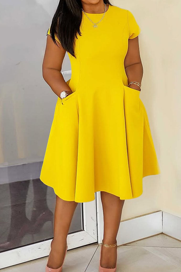 Plus Size Pocket Fit & Flare Dress Lavish Daily