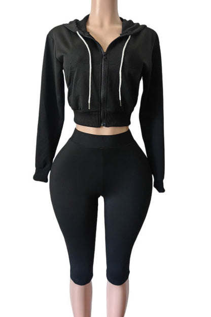 Cropped Zip Hoodie Biker Shorts Set Lavish Daily