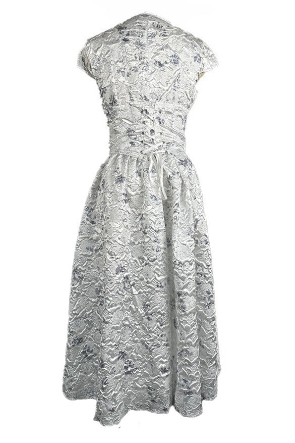 Printed Waist Defined A Line Midi Dress Lavish Daily