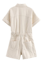 Denim Short Sleeve Romper with Pockets Lavish Daily