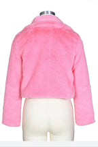 Faux Leather Lapel Short Jacket Lavish Daily