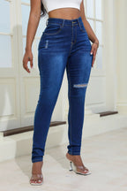 High Waisted Skinny Ripped Jeans Lavish Daily