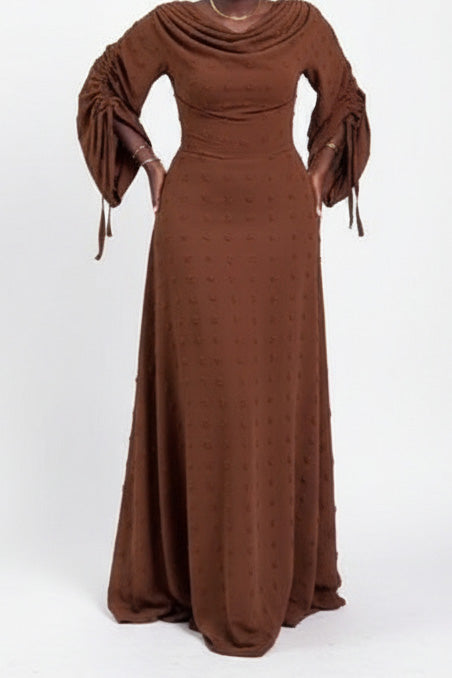 Ruched Sleeve Drawstring Dress Lavish Daily