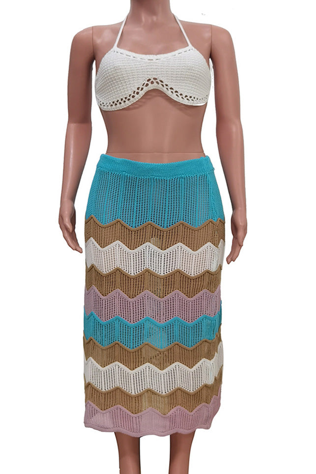 Multi Colour Stripe Knitted Sets Lavish Daily