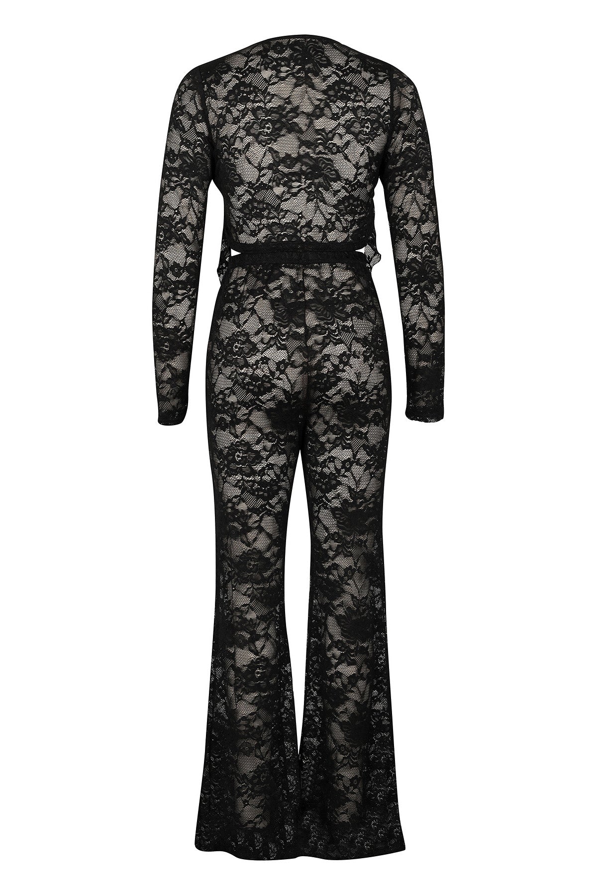 Lace Top and Wide Leg Pants Set LavishDaily