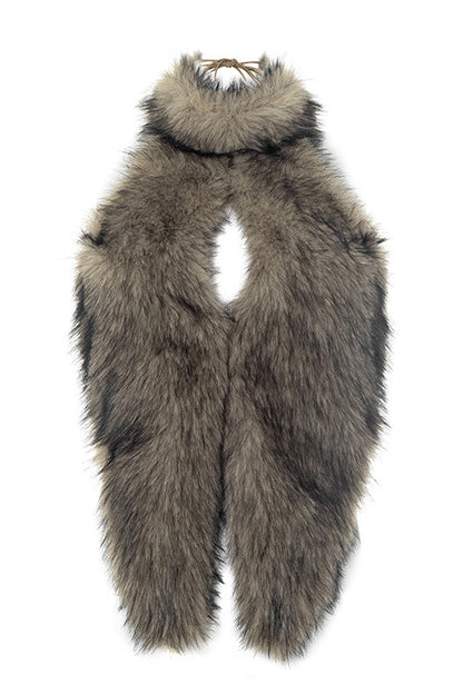 Faux Fur Halter Front Slit Fuzzy Top Lavish Daily