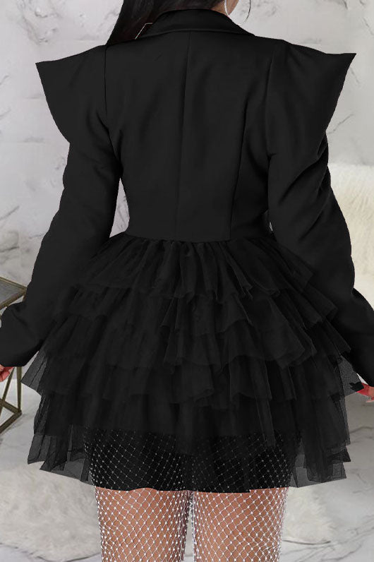 Statement Shoulder Tulle Blazer Dress Lavish Daily
