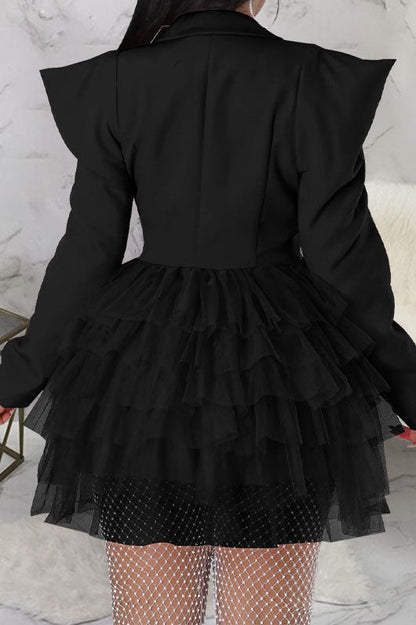 Statement Shoulder Tulle Blazer Dress Lavish Daily