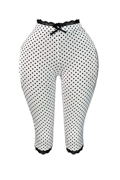 Polka Dot Lace Trim Capri Leggings Lavish Daily
