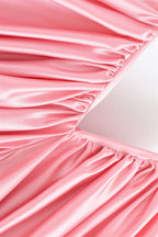 Long Satin Volume V-Neck Dress Lavish Daily