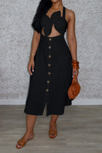 Solid Ruched Halter Dress with Knot Detail Lavish Daily