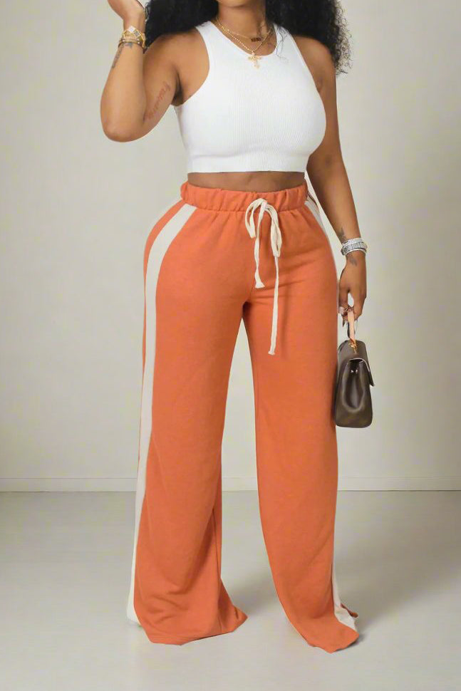 Two Toned Retro Wide Leg Joggers Lavish Daily