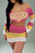 Crochet Long Sleeve Crop Top Skirt Sets Lavish Daily