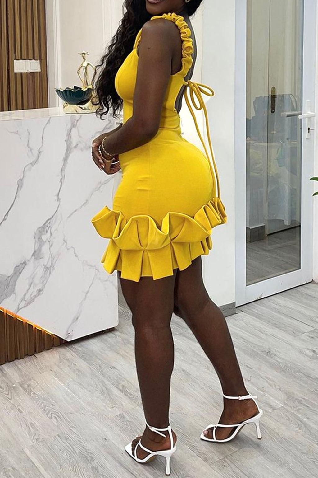 Ruffle Hem Bodycon Party Mini Dress Lavish Daily