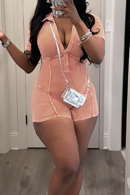 Deep V Neck Washed Romper Lavish Daily