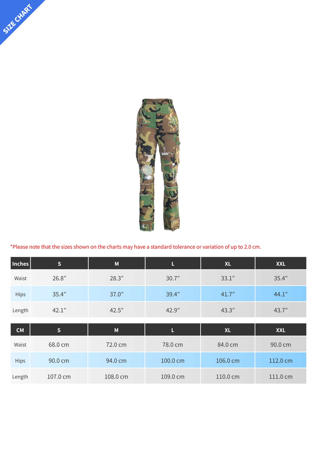 Distressed Camo Patchwork Wide-Leg Cargos Lavish Daily