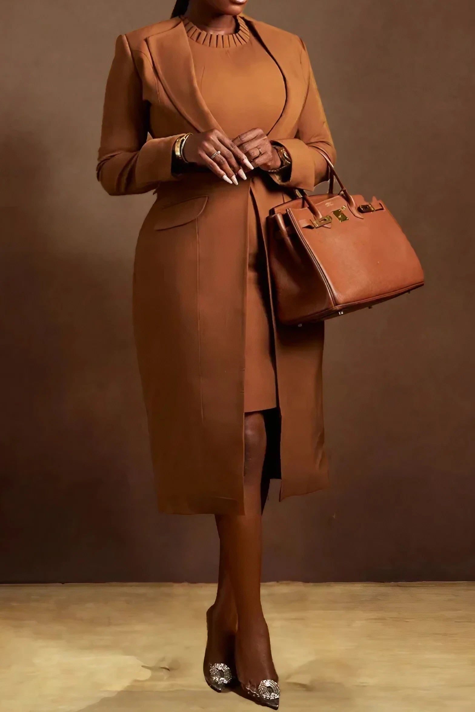 Solid Color Cardigan Long Sleeve Set Lavish Daily