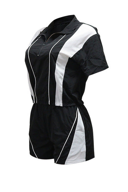 Solid Patchwork Sports Shorts Two-Piece Set Lavish Daily