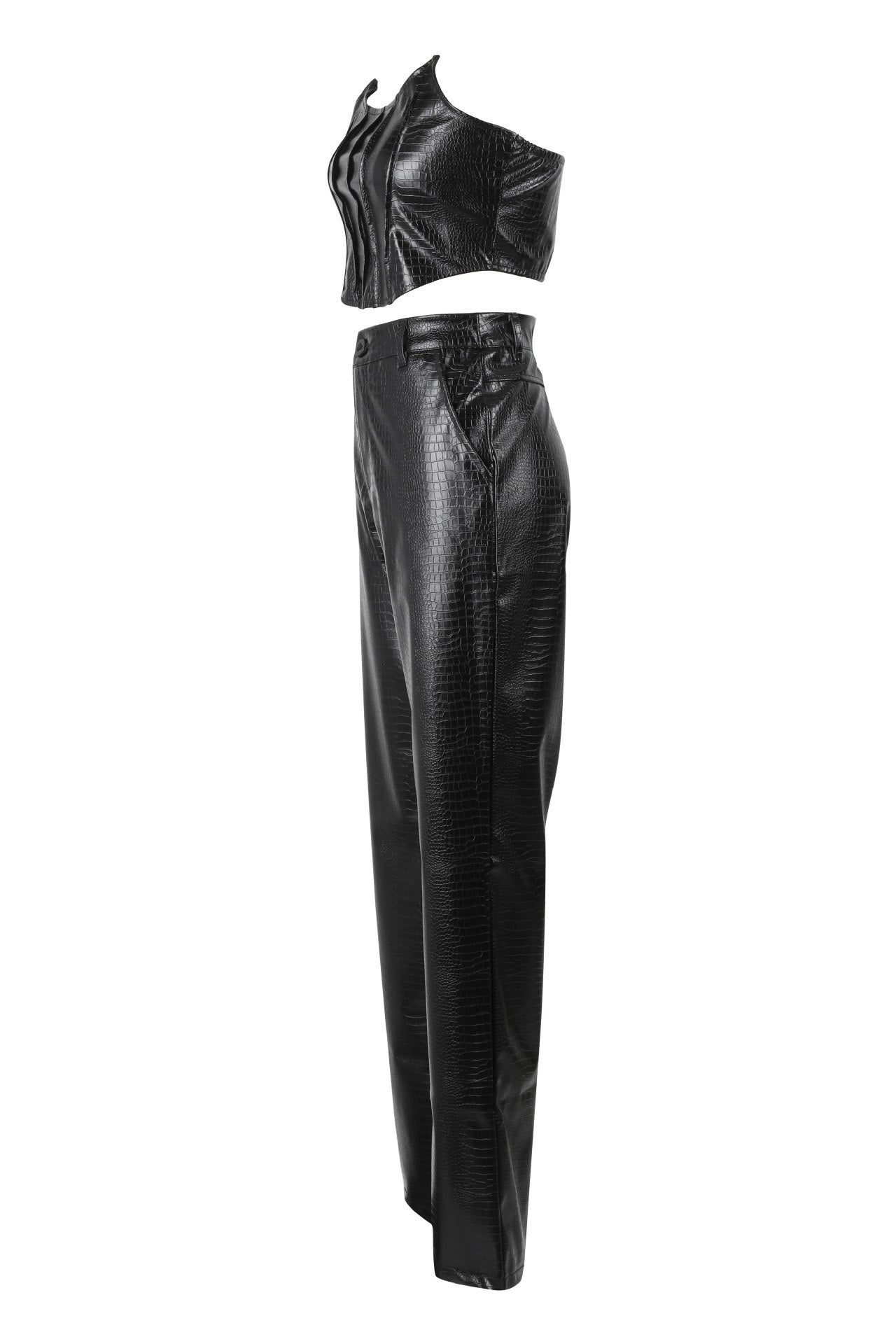 Corset Cutout PU Leather Cargo Set Lavish Daily