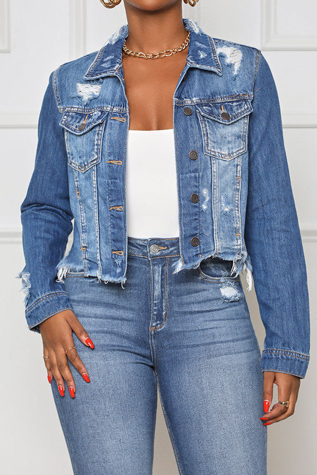 Slim Short Denim Jacket Lavish Daily