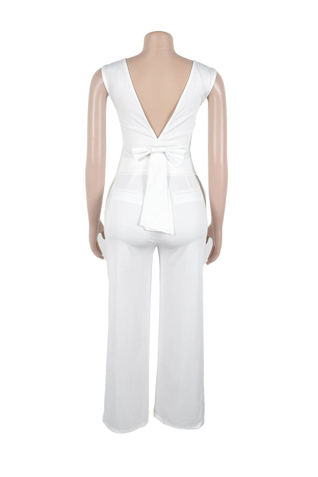 Backless Bow Decor V Neck Sleeveless Sets Lavish Daily