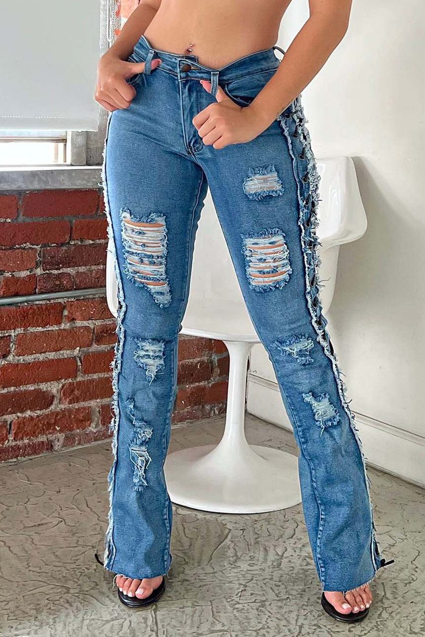 All Laced Up Mid-Rise Bootcut Jeans Lavish Daily