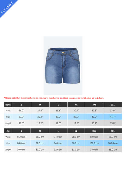 Stretch Skinny Ripped Denim Shorts Lavish Daily