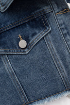 Denim Polo Collar Short Top Coat Lavish Daily