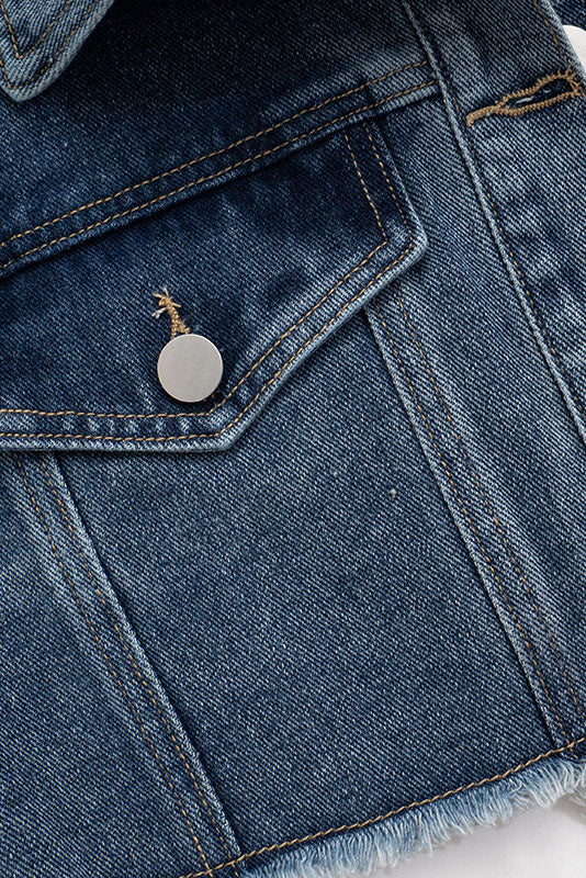 Denim Polo Collar Short Top Coat Lavish Daily