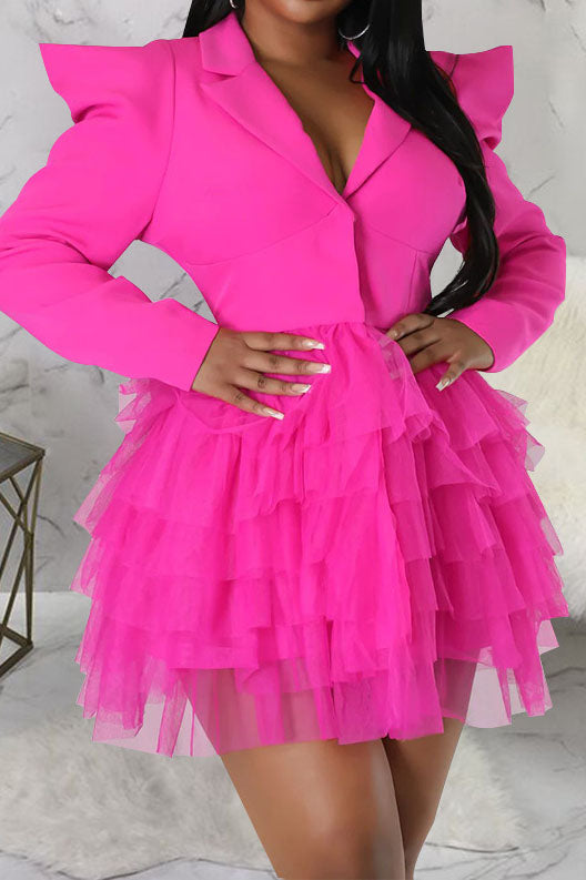 Statement Shoulder Tulle Blazer Dress Lavish Daily