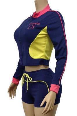 Embroidered Colorblock Stretch Sports Set Lavish Daily