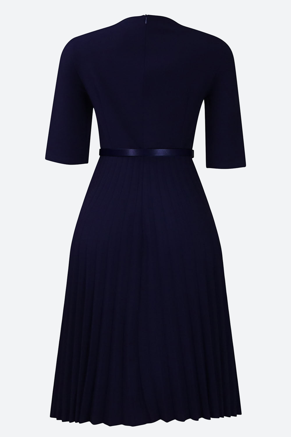 Solid Belted Pleated Dress Lavish Daily