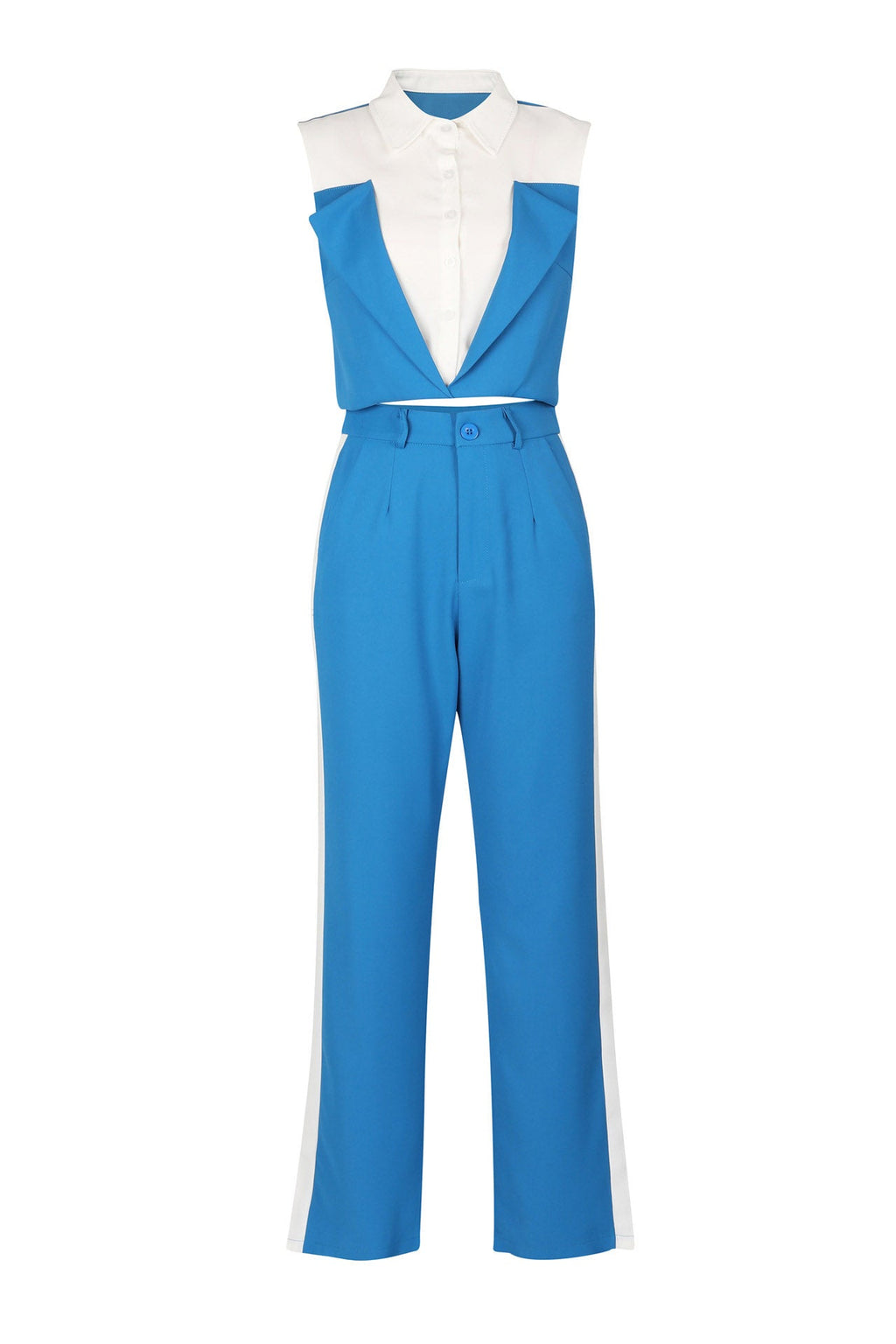 Patchwork Button Tie Back Top And Trousers Set Lavish Daily