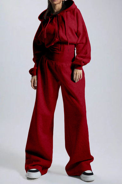 Hooded Drawstring Wide Leg Jumpsuit Lavish Daily