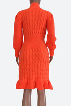 Ruffled Knitted Turtleneck Dresses Lavish Daily