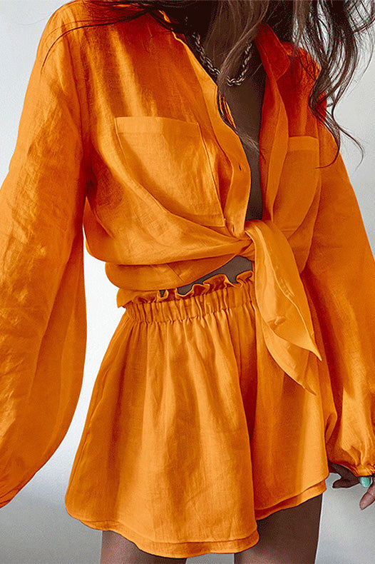 Top Ruffle Shorts Two-piece Casual Fashion Suit Lavish Daily