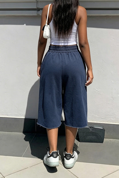 Vintage Wash Raw Hem Baggy Sweat Shorts Lavish Daily