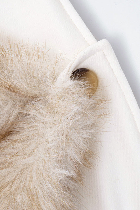 Furry Trim Belted Jacket Lavish Daily