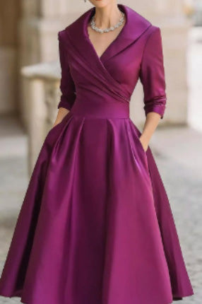 Solid Long Sleeve Waisted Midi Dress Lavish Daily