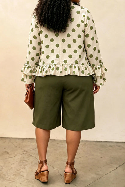 Plus Size Polka Dot Top & Capri Pants Set Lavish Daily