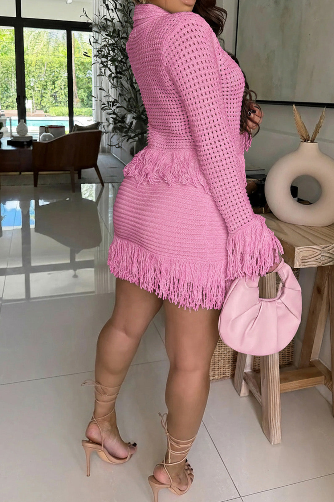 Knitted Fringe Skirt Set Lavish Daily