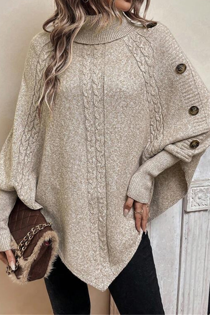 Cape Sweater with Turtleneck LavishDaily