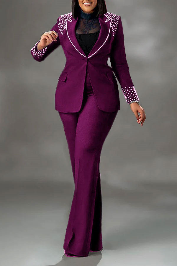 Long Sleeve Slim Fit Stretch Suit Set Lavish Daily